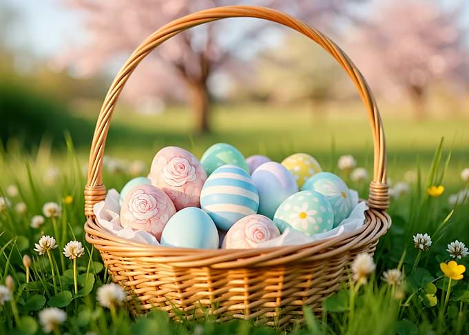Easter Basket in a Spring Meadow