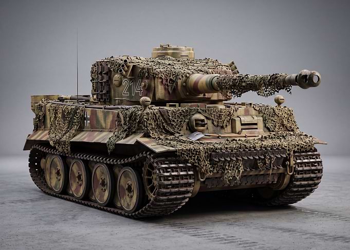 Camouflaged Tiger Tank