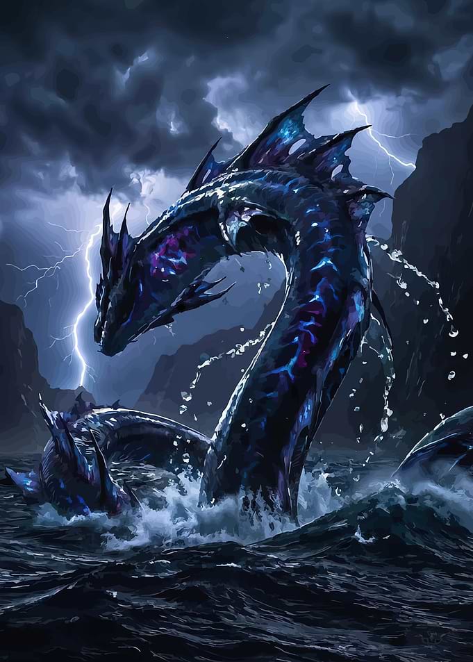 Sea Serpent in Stormy Seas