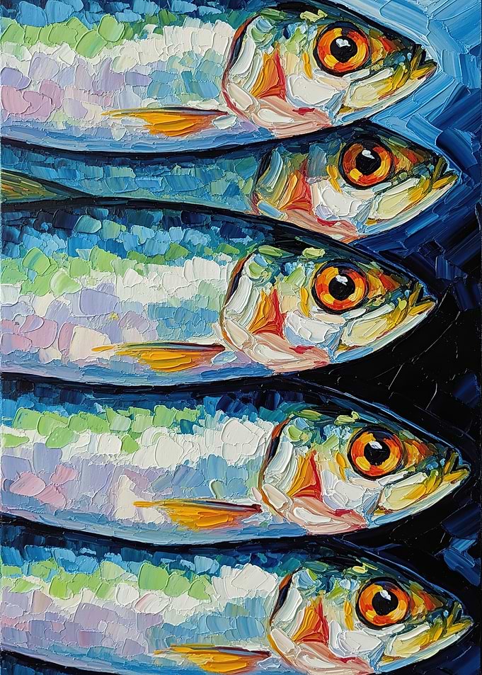 Impressionist Painting of Sardines