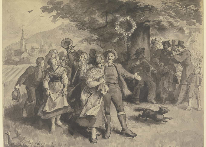Rural Celebration with Music and Dancing