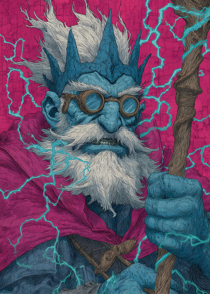 Wizard with Staff and Lightning