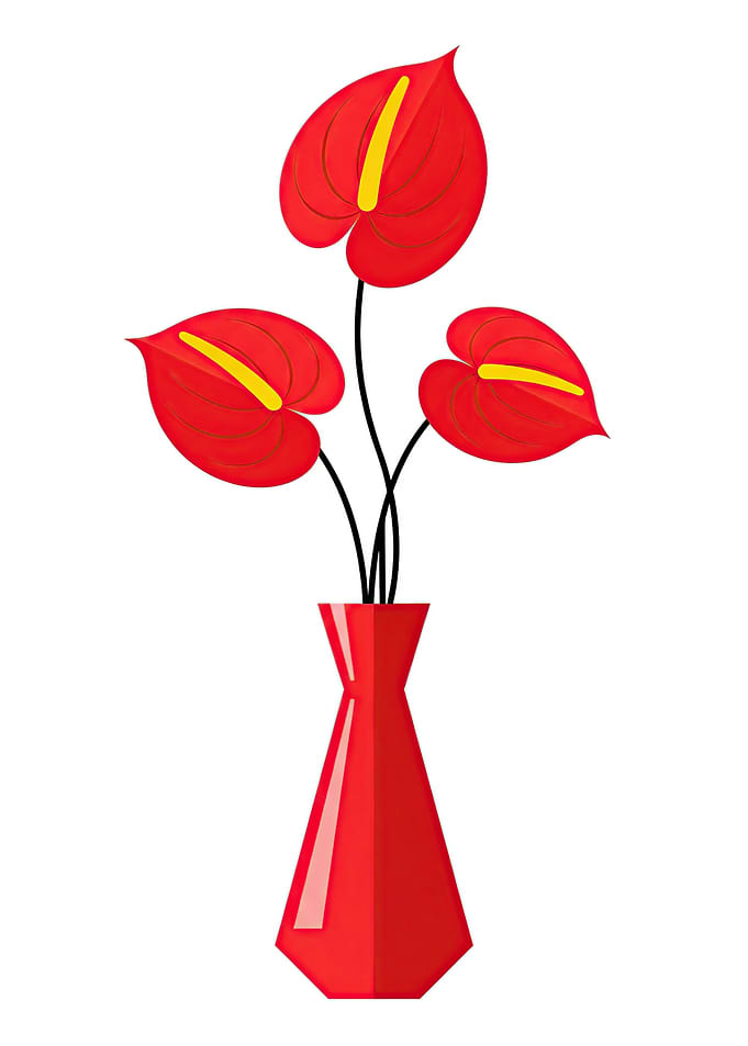 Red Anthurium Flowers in a Vase