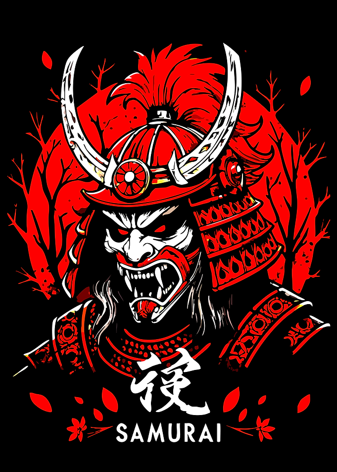 Fierce Samurai Warrior Illustration