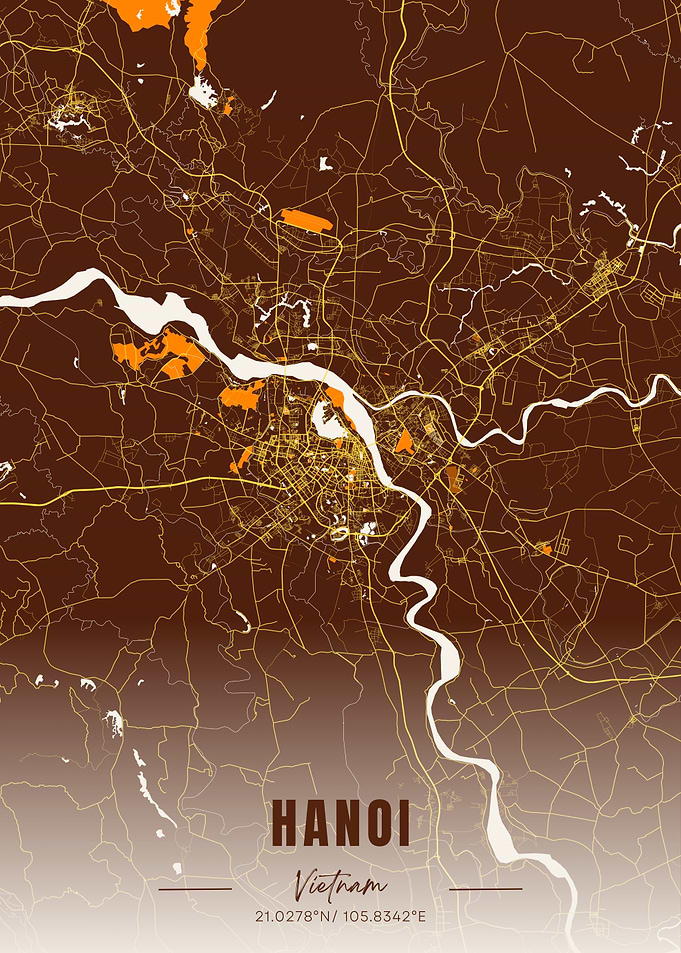 Hanoi Vietnam Map Art