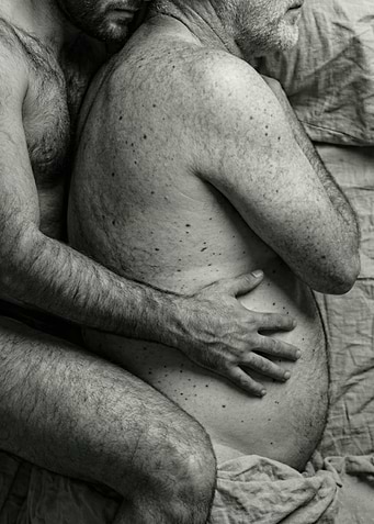 Monochrome Close Up Men Hugging