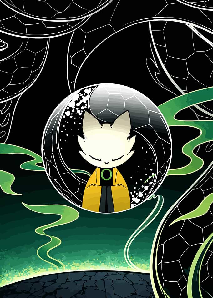 Meditating Fox Spirit in Crystal Orb