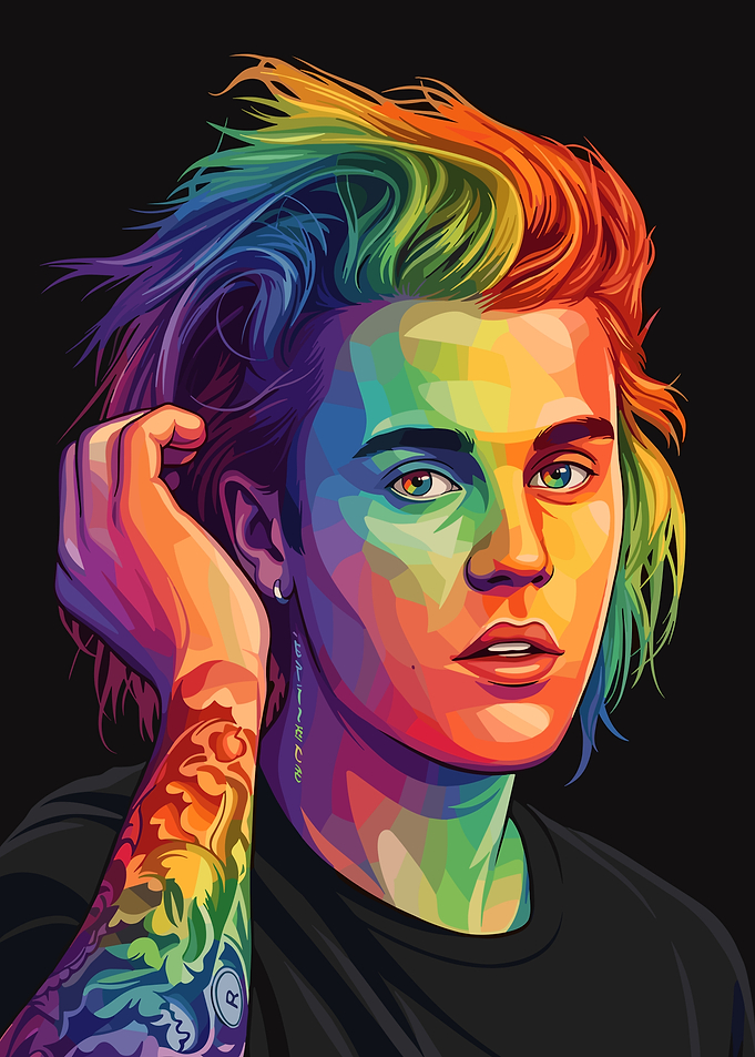 Rainbow Portrait of Justin Bieber