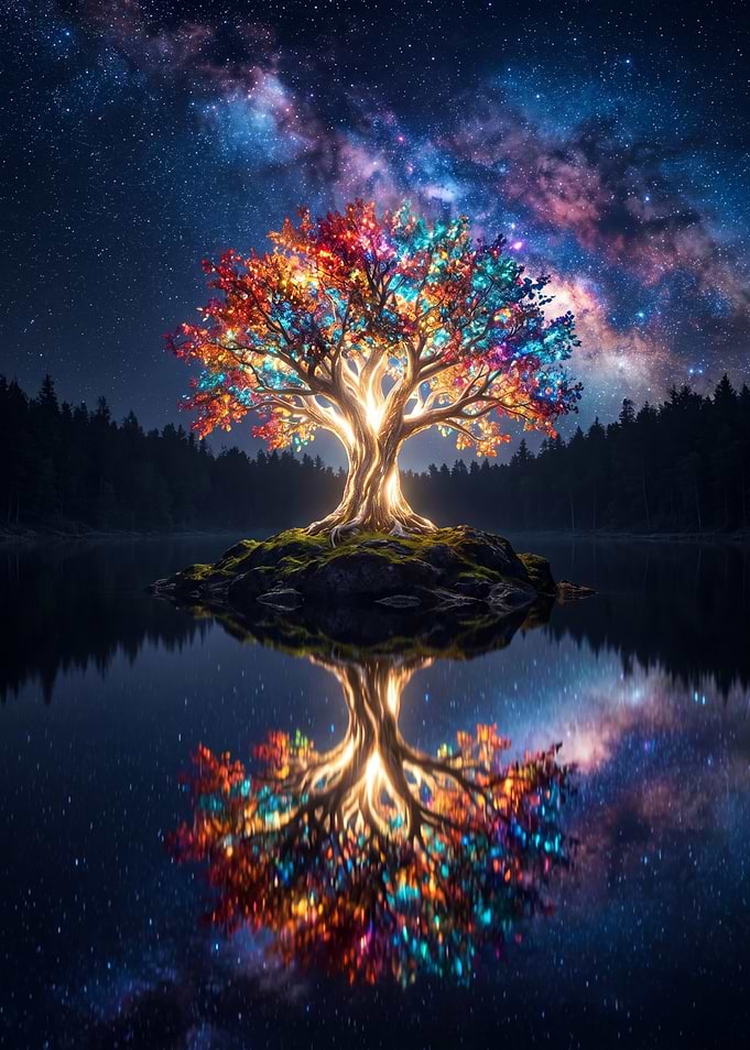 Magical Tree Under the Milky Way