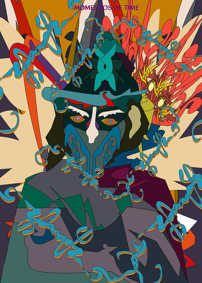 Abstract Portrait with Swirling Motifs