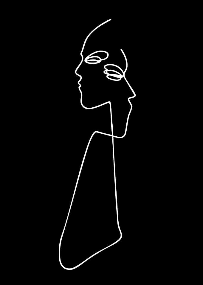 Abstract Line Art of Two Faces