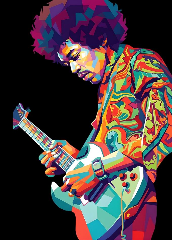 Jimi Hendrix playing guitar