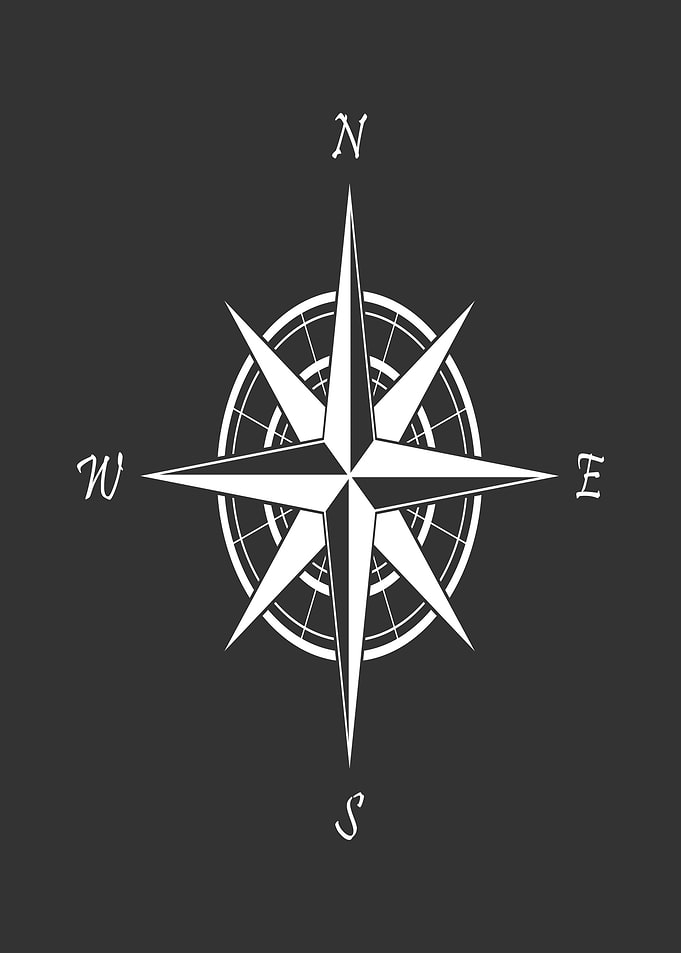 Compass Rose with Cardinal Directions