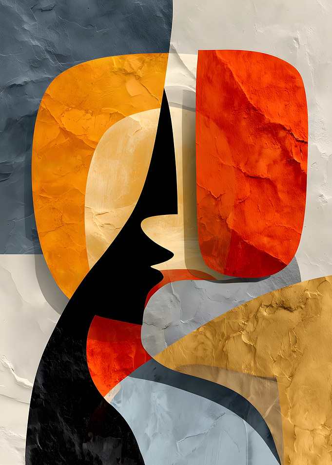 Abstract Face with Textured Shapes