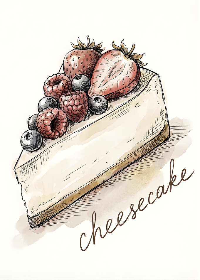Cheesecake slice with berries