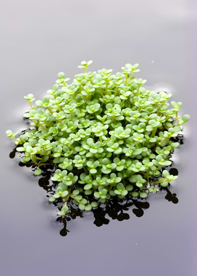 Small green plant floating on water