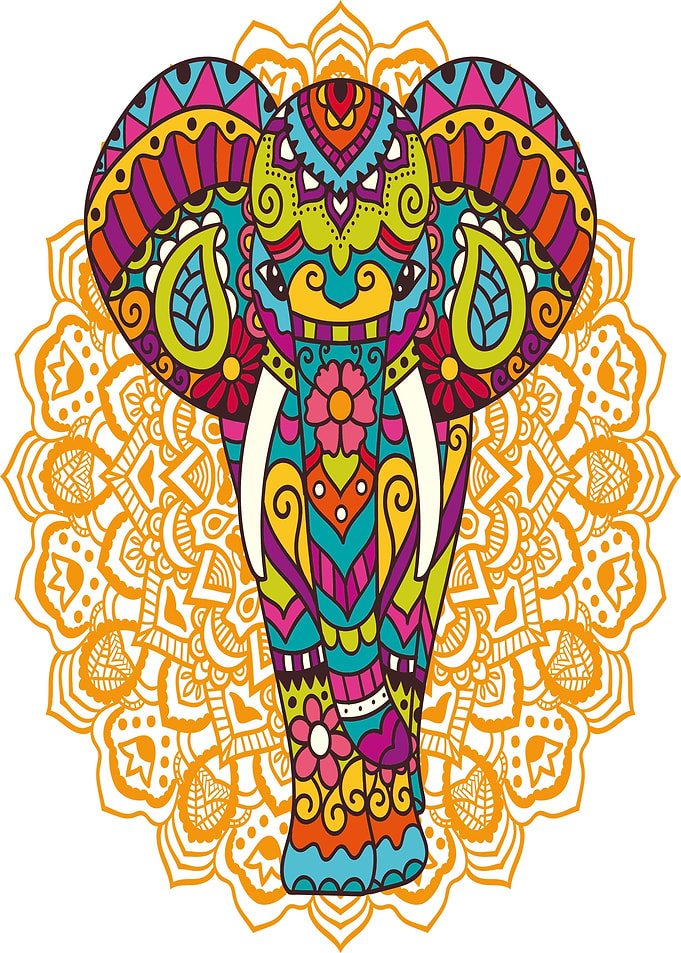 Colorful Elephant Mandala Art