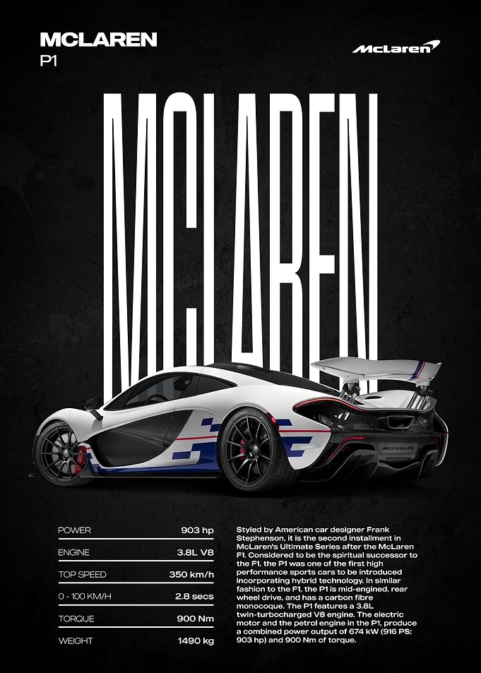 McLaren P1 Car Poster