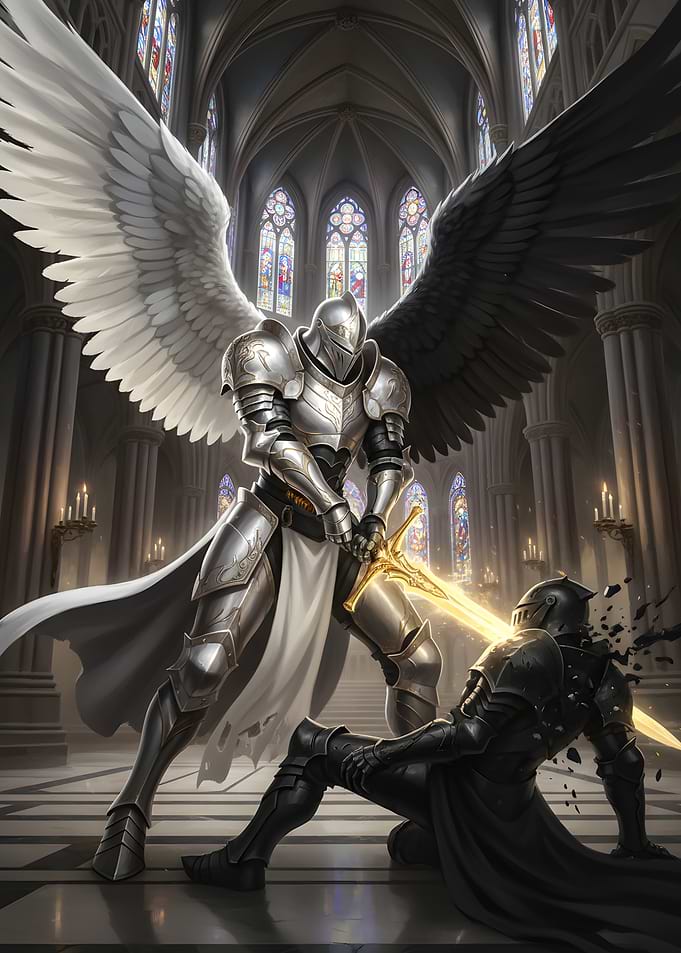 Angel Knight Fighting Demon