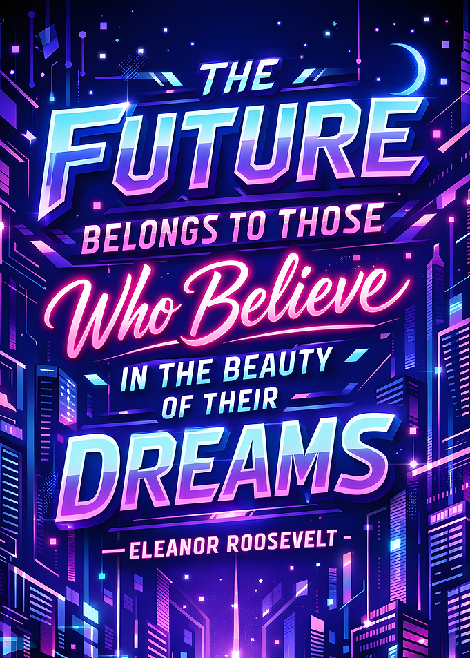Inspirational Quote with Futuristic Cityscape