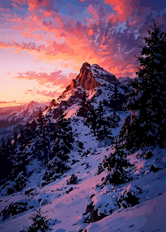 Snowy Mountain Sunrise