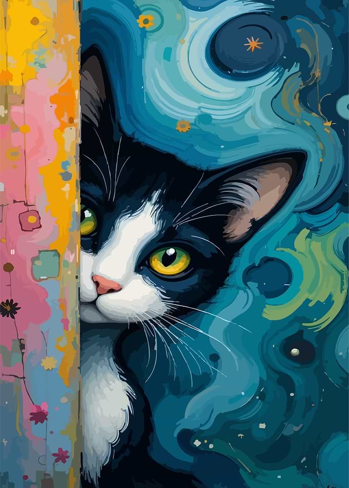 Tuxedo Cat Peeking Out