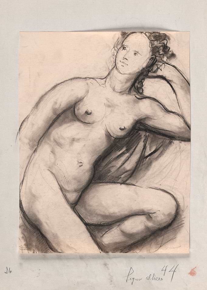 Charcoal Sketch of a Reclining Nude Woman