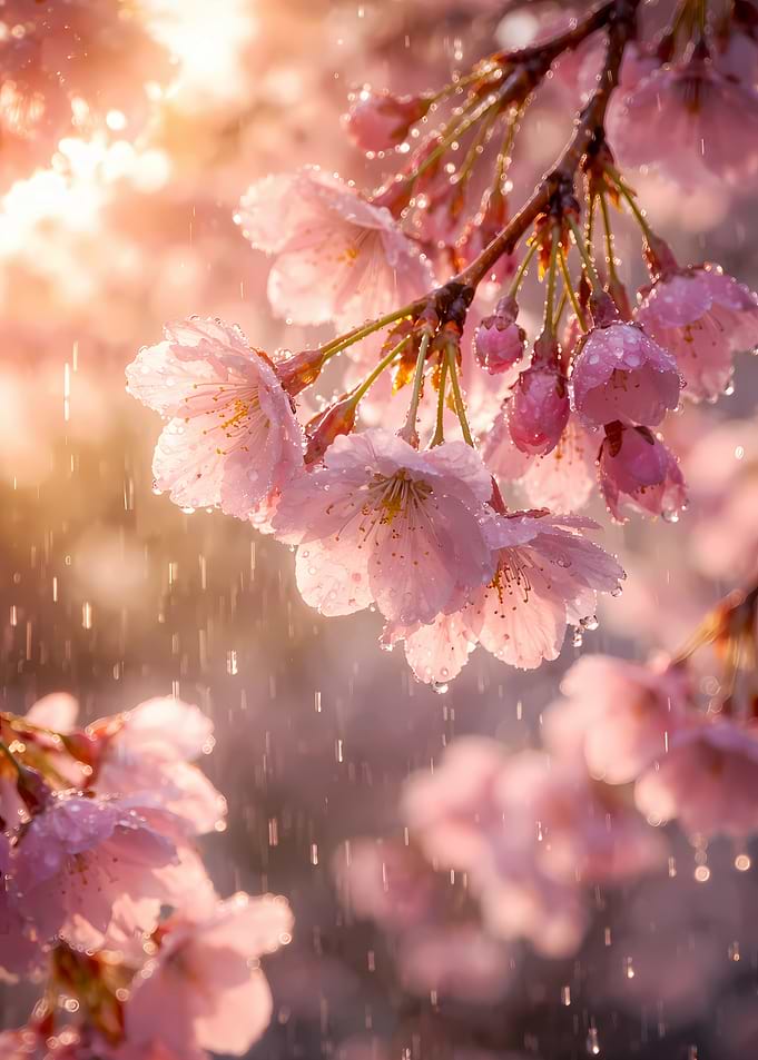 Cherry Blossoms in Rain