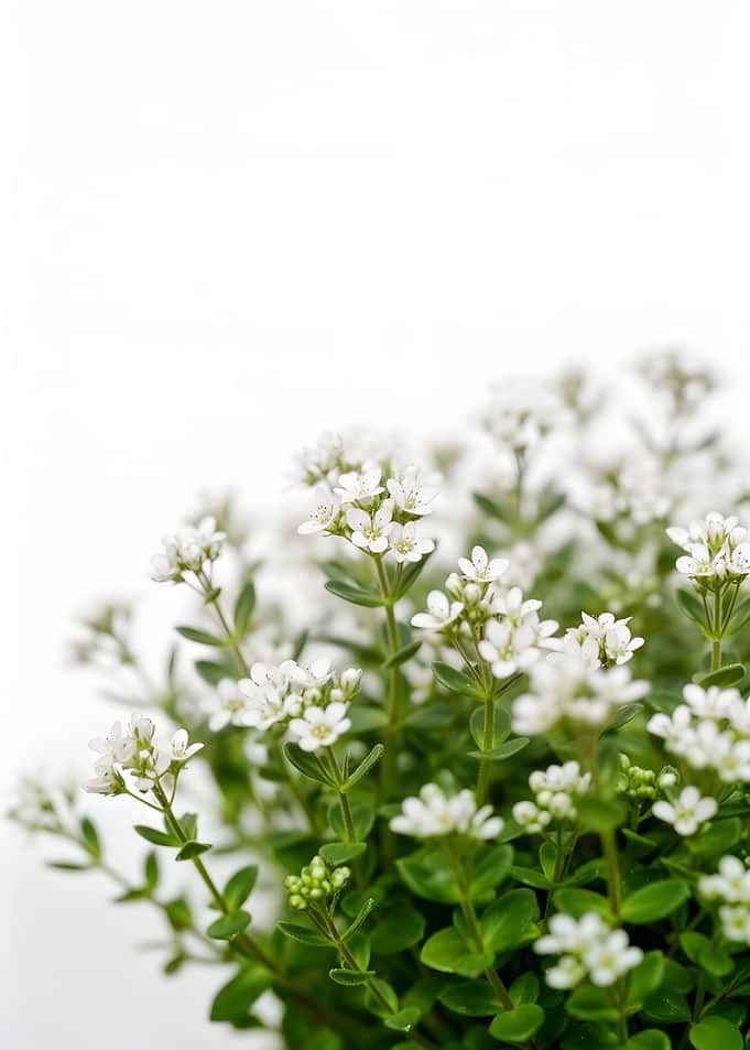 Delicate White Flowers on Green Stems