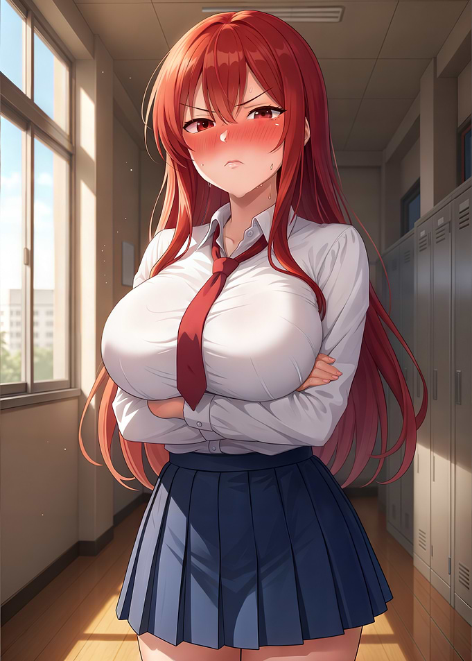 Red haired Tsundere