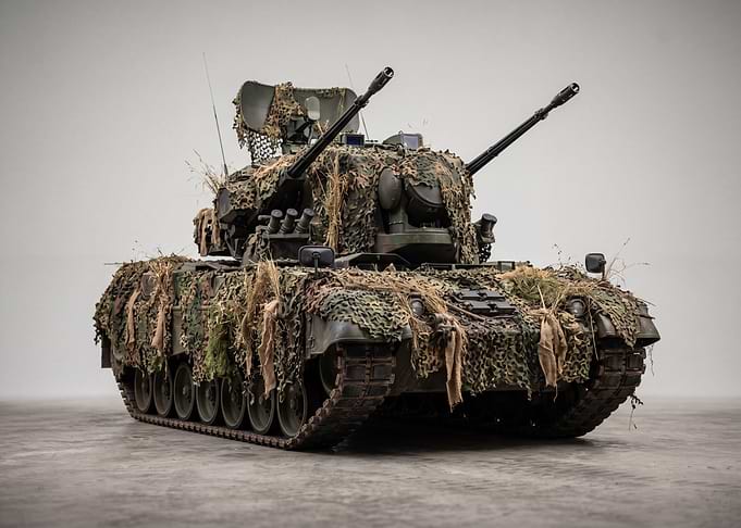 Camouflaged Anti-Aircraft Tank