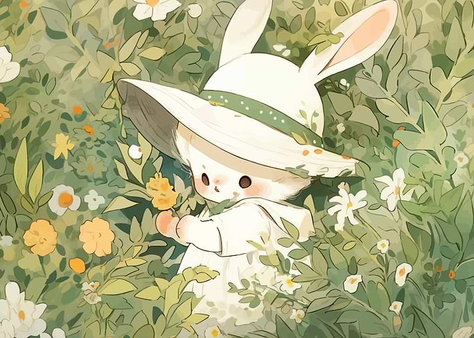 Cute Bunny in a Garden