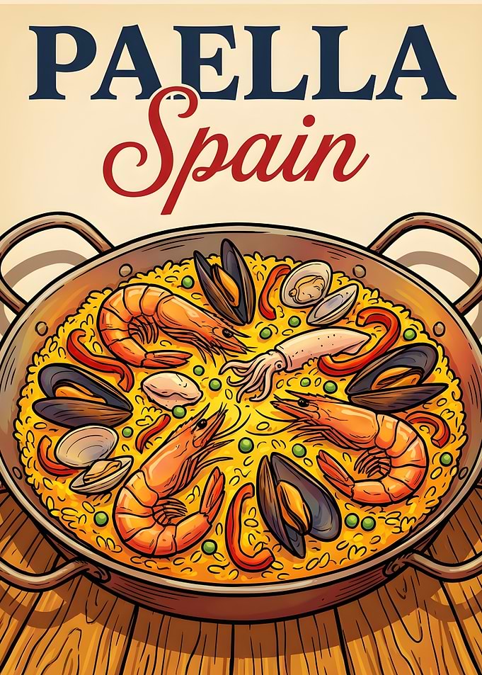Paella Spain Food Illustration