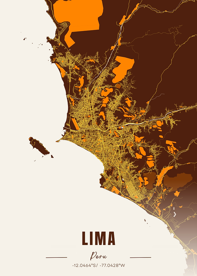 Lima, Peru Map Art
