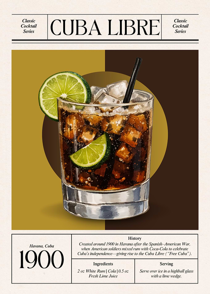 Vintage Cuba Libre Cocktail – Classic 1900 Havana Freedom
