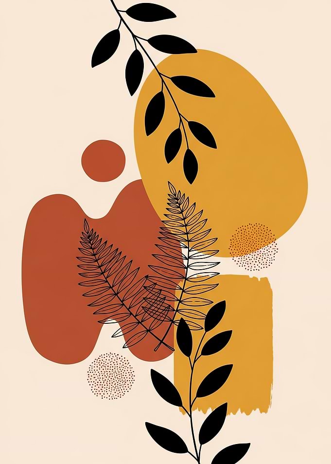 Abstract Botanical Mid-Century Modern Art