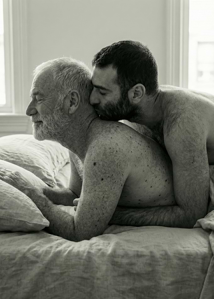 Intimate moment between two men
