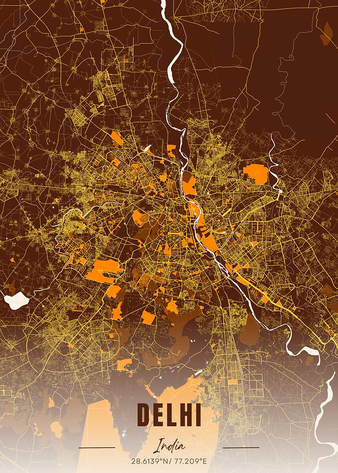 Delhi City Map Art
