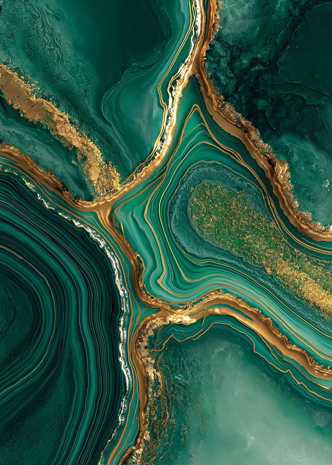 Abstract Emerald and Gold Marble Texture