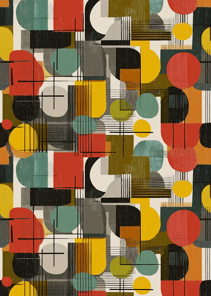 Mid-Century Modern Abstract Geometric Pattern