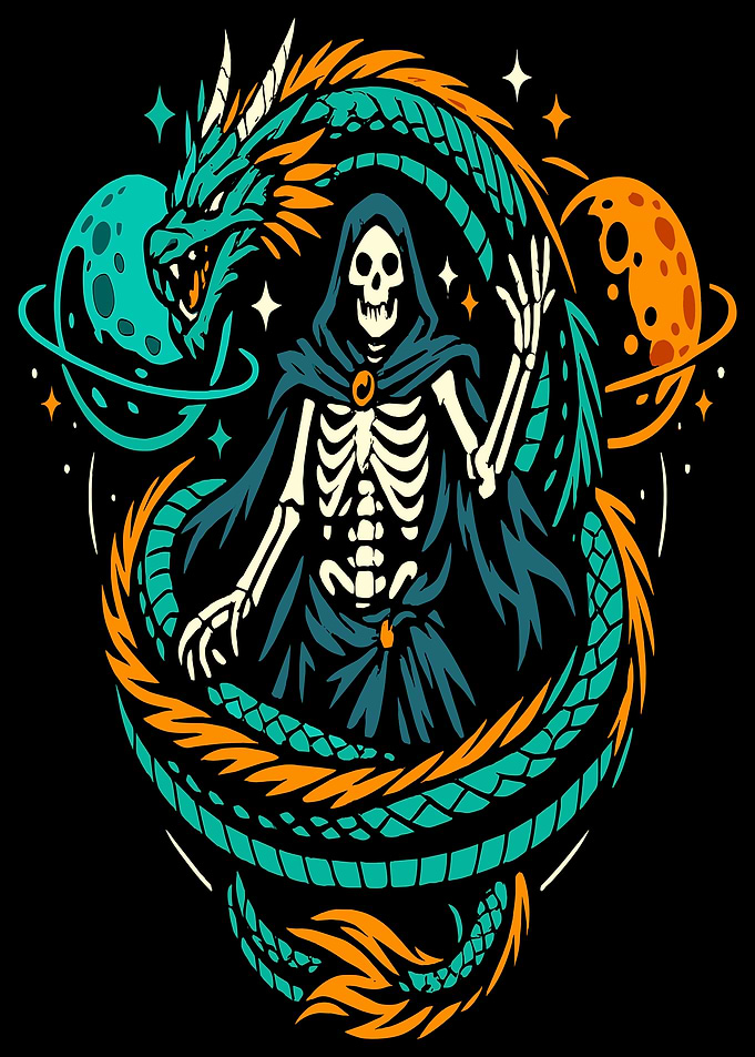 Grim Reaper and Dragon in Space