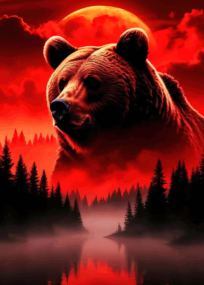 Bear in a Red Forest