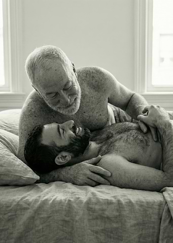 Gay Couple Smiling In Bed