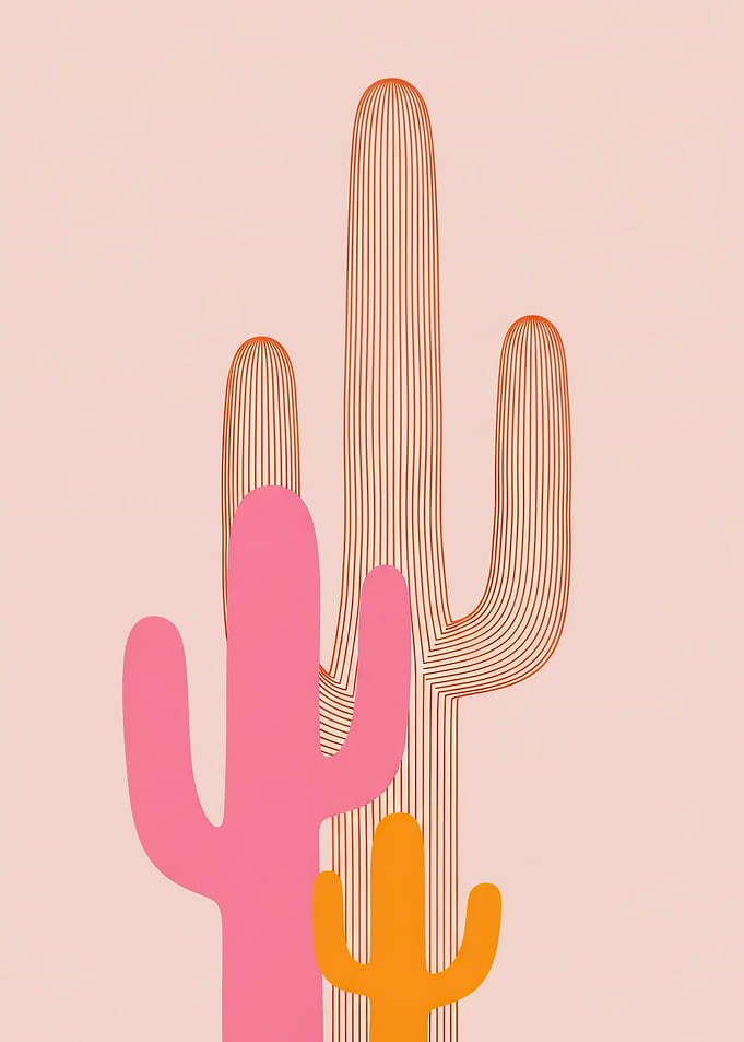 Minimalist Desert Cacti Illustration