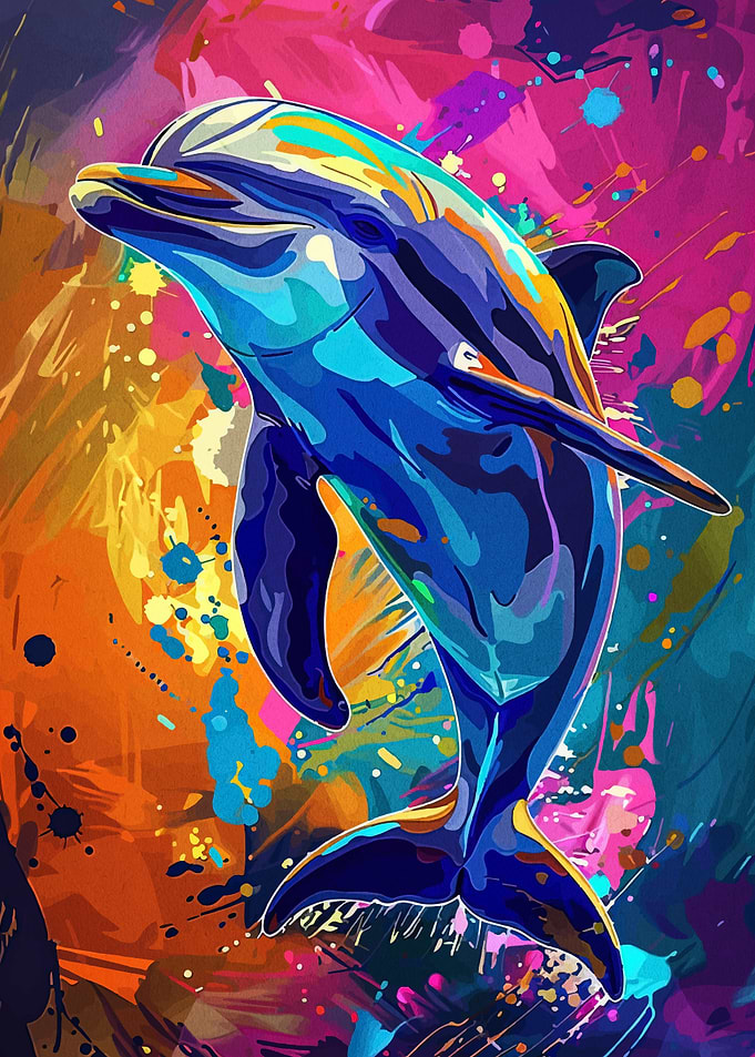 Vibrant Dolphin Splash Art