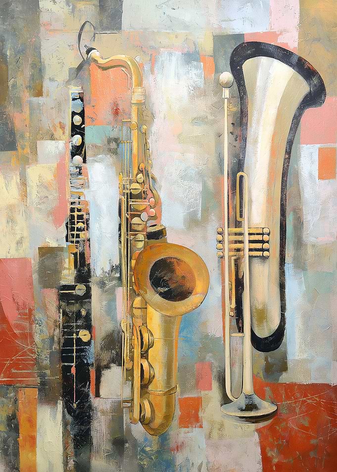 Musical Instruments in Abstract Background