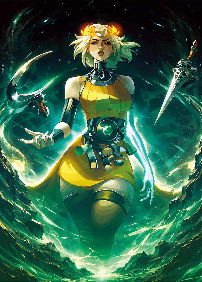 Fantasy Warrior with Glowing Weapons