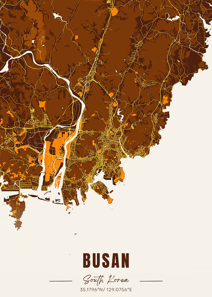 Busan South Korea Map Art
