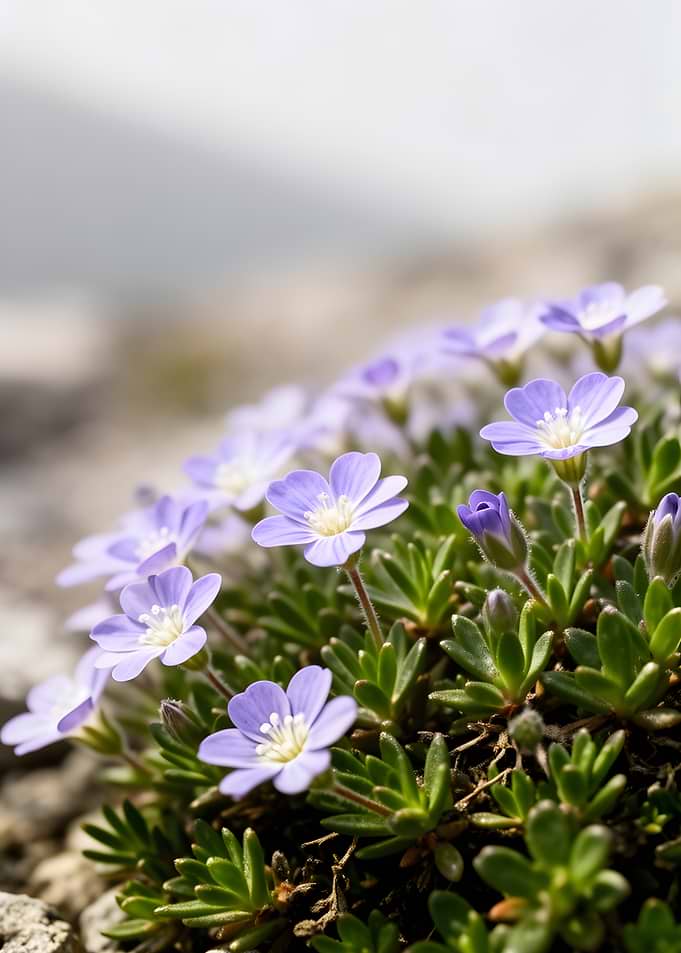 Delicate purple wildflowers in bloom