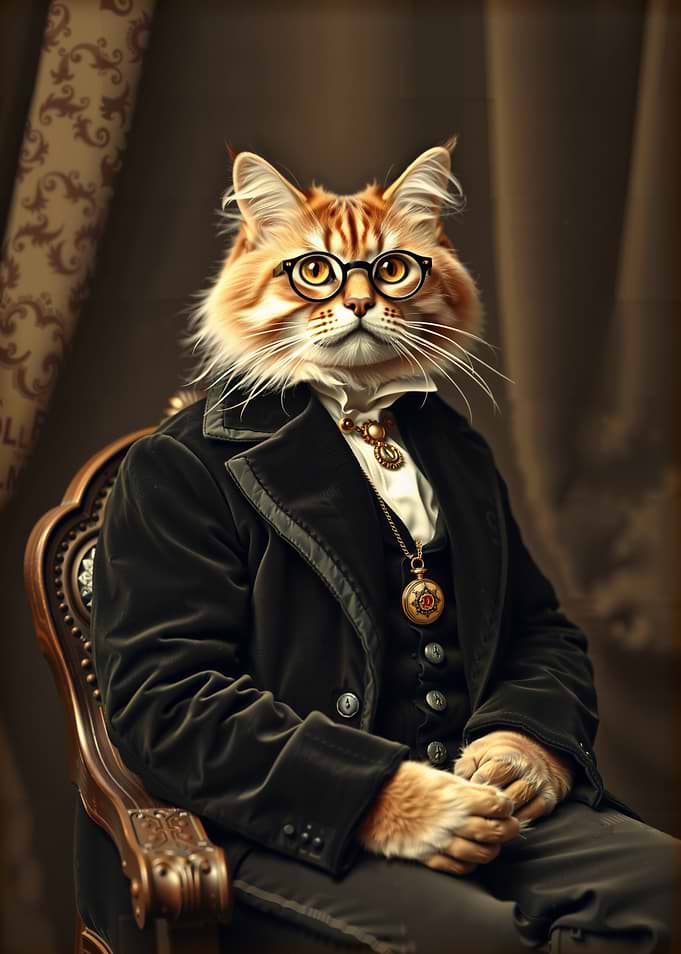Victorian Cat Gentleman Portrait